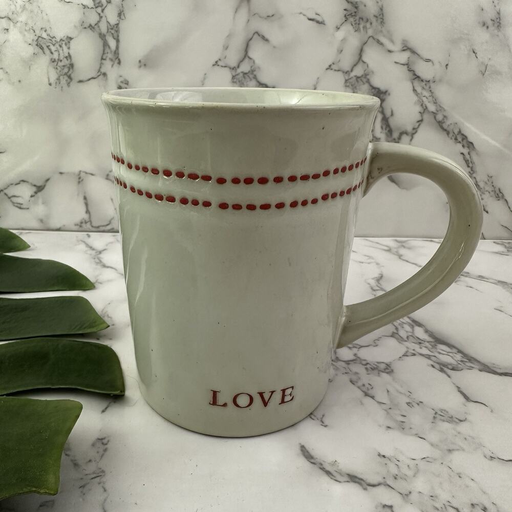 Hearth Hand Magnolia Target Love Coffee Mug White Red Cross Stitch Heart Cup